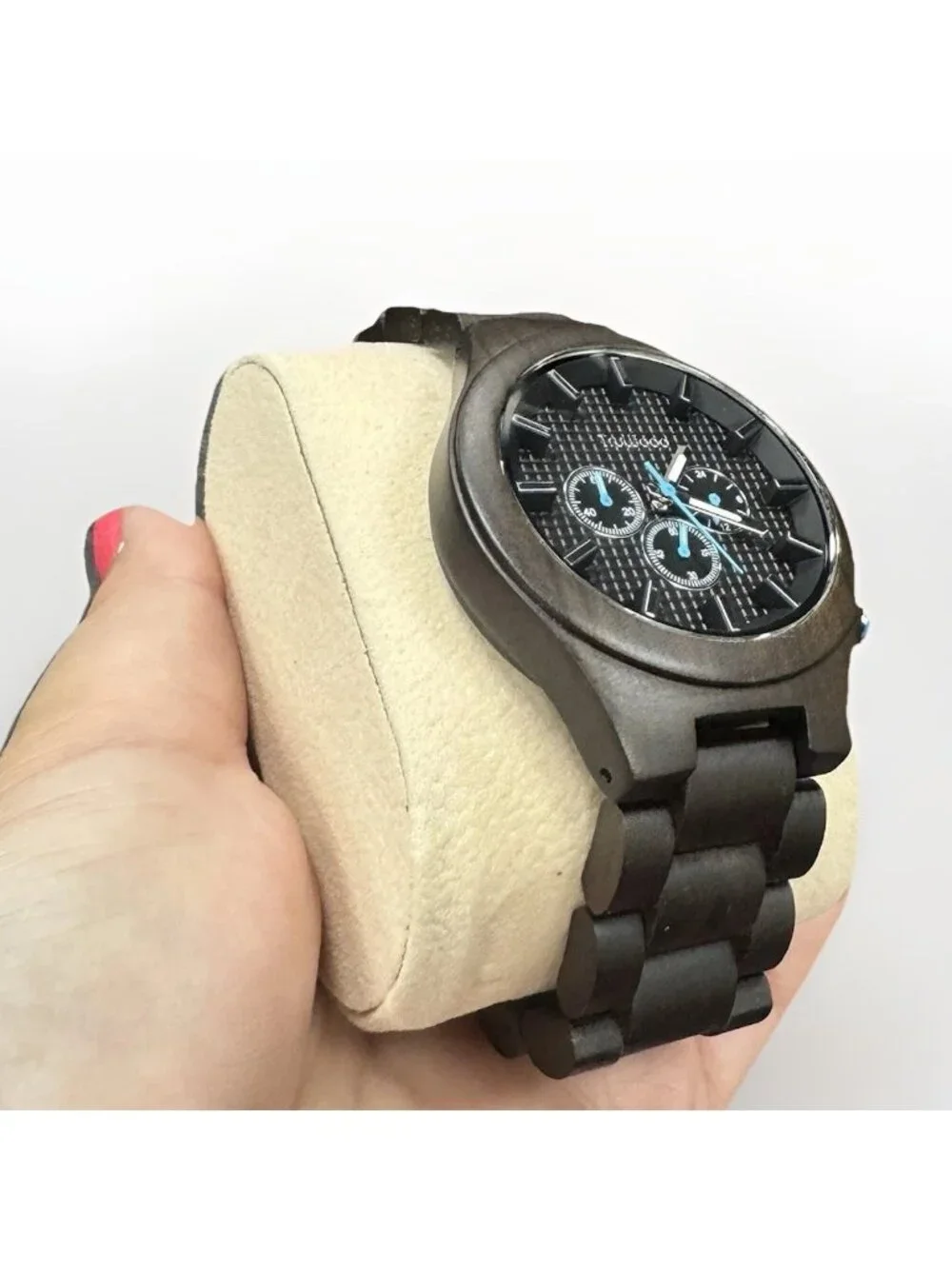Truwood Chronograph Pilot Wrist Watch 100% Natural Black Sandalwood $259 NEW